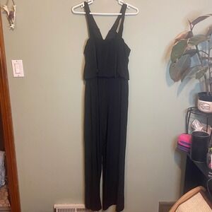 Valerie Bertinelli Womens Minimalist Classic Wide‎ Leg Jumpsuit Black Size 12
